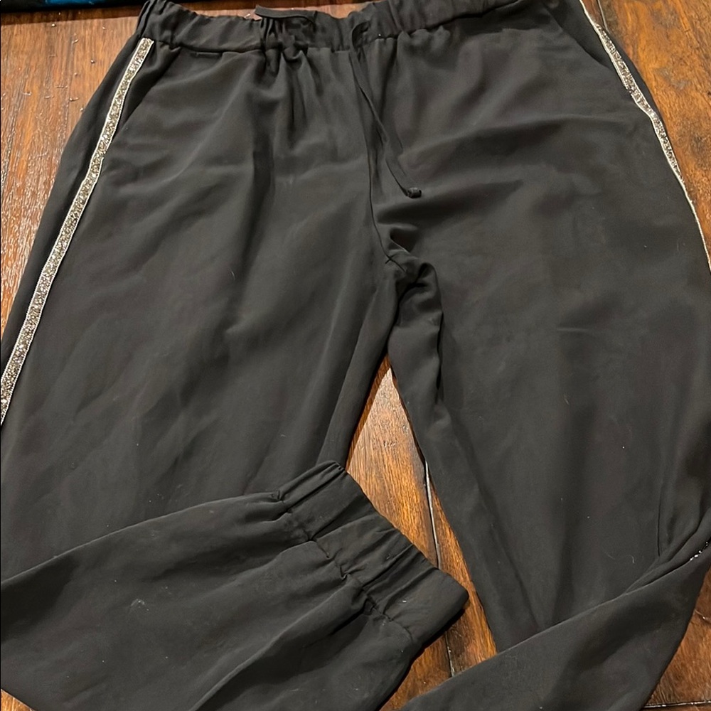 Black Women  Pants with Side Stripes